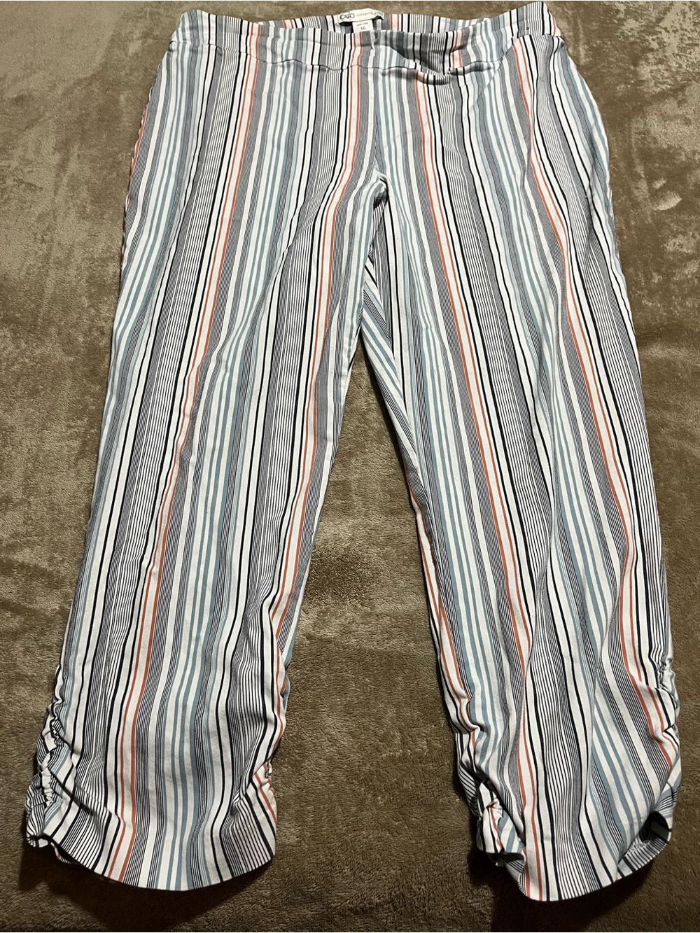 Cato Light Blue Striped Capris